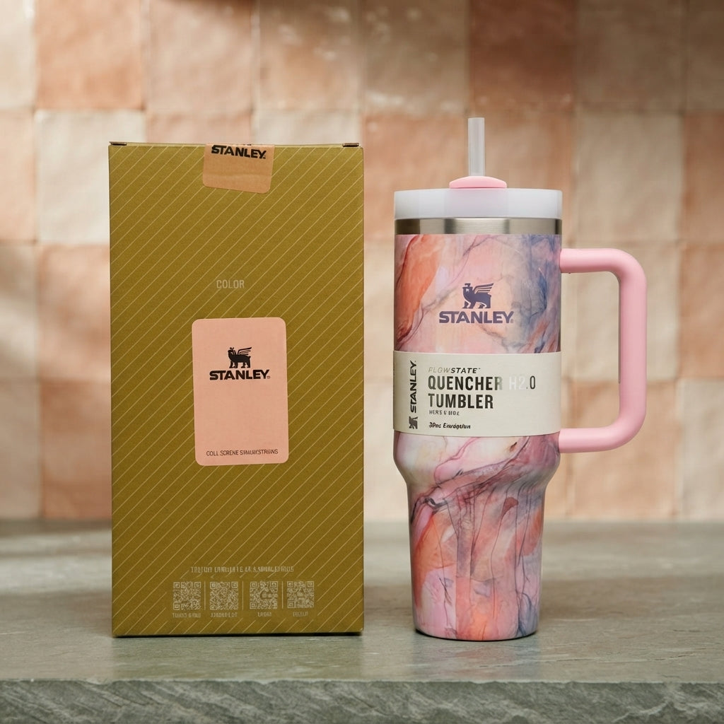 Stanley Style Quencher H2.0 FlowState Tumbler - Drinkware Accessory Designed For Liquid Hydration And Daily Travel Routine - Cosmic Marble (1200ML)